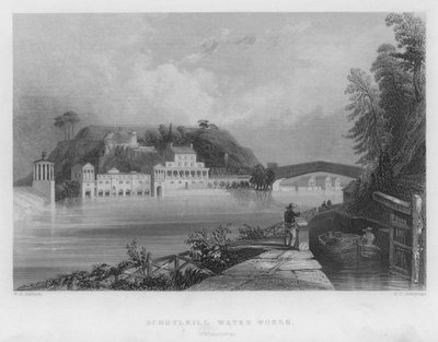 Schuylkill Waterwerken, Philadelphia door William Henry Bartlett