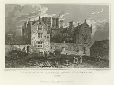 Zuidelijk Uitzicht op Eastbury House, nabij Barking, Essex door William Henry Bartlett