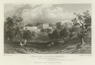 Terling Place, Essex, de zetel van generaal Strutt door William Henry Bartlett