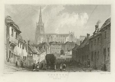 Thaxted, vanuit het zuiden, Essex door William Henry Bartlett