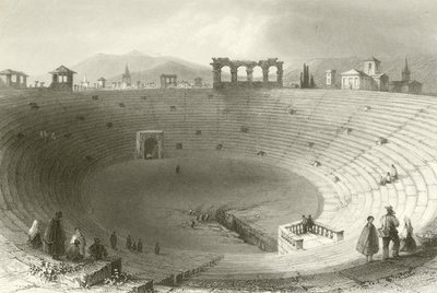 Het Amfitheater, Verona door William Henry Bartlett