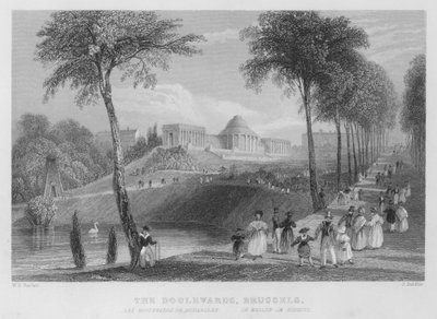 De Boulevards, Brussel (gravure) door William Henry Bartlett