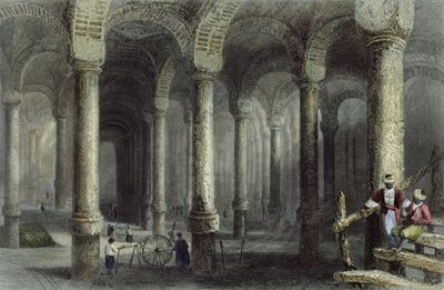 De Cisterne van Bin-Veber-Direg, of De Duizend en Eén, Istanbul, gegraveerd door J. Carter, ca. 1850 door William Henry Bartlett