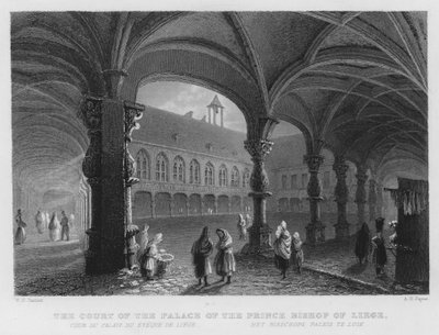 Het Hof van het Paleis van de Prins-Bisschop van Luik door William Henry Bartlett