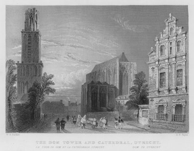 De Domtoren en Kathedraal, Utrecht door William Henry Bartlett