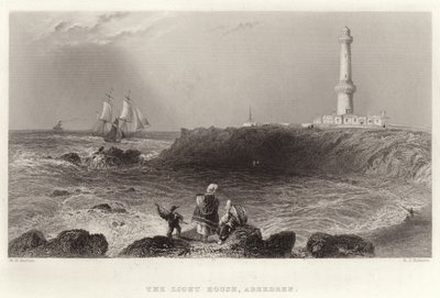 De vuurtoren, Aberdeen door William Henry Bartlett