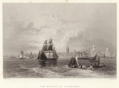 De Mersey bij Liverpool door William Henry Bartlett