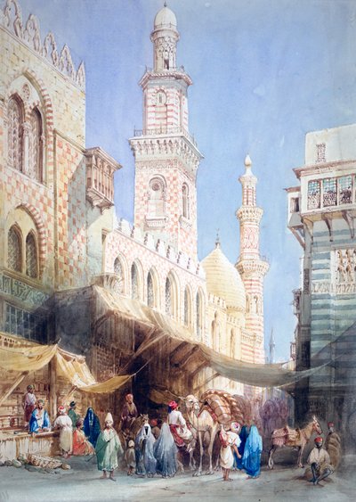 De Sharia El Gohargiyeh, Caïro, 19e eeuw door William Henry Bartlett