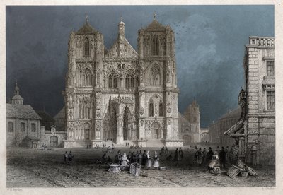 De kathedraal of koepel van Sint Pieter in Regensburg door William Henry Bartlett