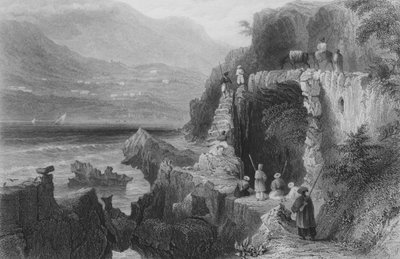 Graf van St. George, Baai van Kesrouan, Syrië, op de route van Beiroet naar Tripoli door William Henry Bartlett