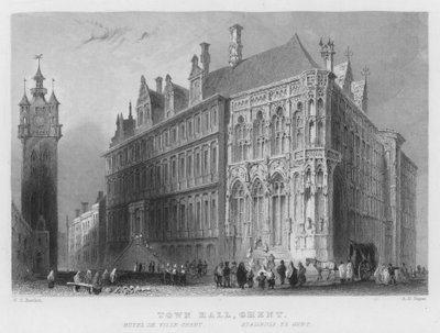 Stadhuis, Gent door William Henry Bartlett