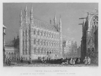 Stadhuis, Leuven door William Henry Bartlett
