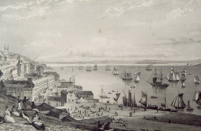 Uitzicht op de Haven van Cobh, richting Rostellan, County Cork, Ierland in de jaren 1830, uit 
