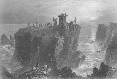 Uitzicht op Dunottar Castle, nabij Stonehaven door William Henry Bartlett