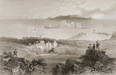 Uitzicht op Howth Castle, County Dublin, Ierland, uit 
