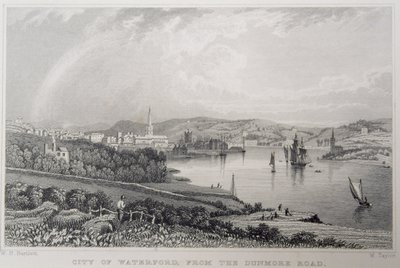 Uitzicht op Waterford vanaf The Dunmore Road, Ierland, gegraveerd door W. Taylor door William Henry Bartlett