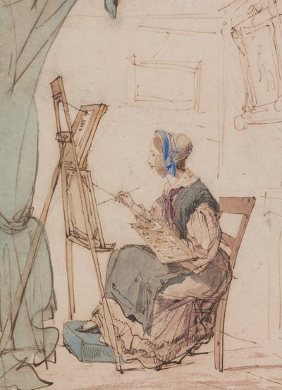 Portret van een meisje dat schetst door William Henry Brooke