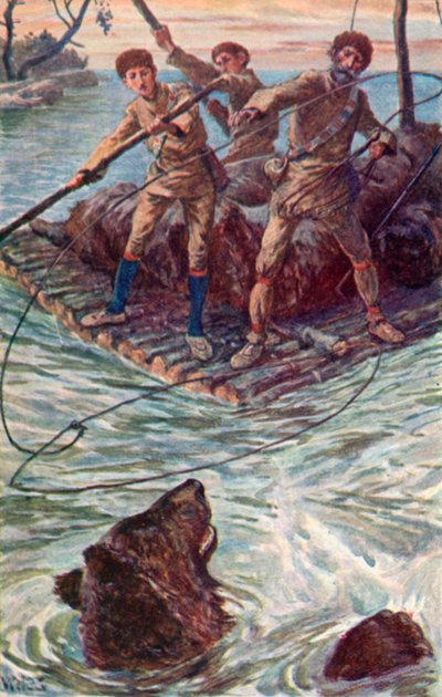 Jake gooide een strop over het hoofd van de grizzly door William Henry Charles Groome