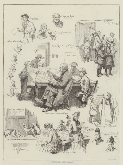 Schetsen in een gratis bibliotheek door William Henry Charles Groome