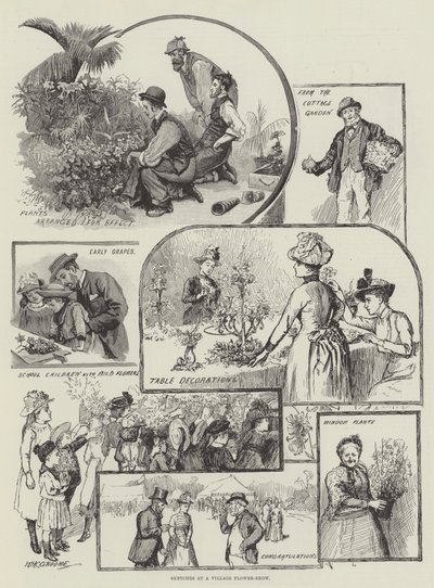 Schetsen op een dorpsbloemenshow door William Henry Charles Groome
