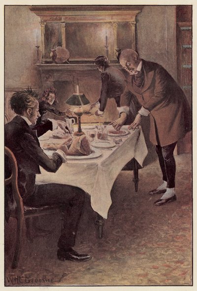 Traddles sneed het vlees in plakjes door William Henry Charles Groome