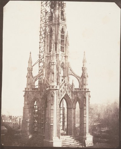 Scott-monument vóór de voltooiing, Edinburgh door William Henry Fox Talbot