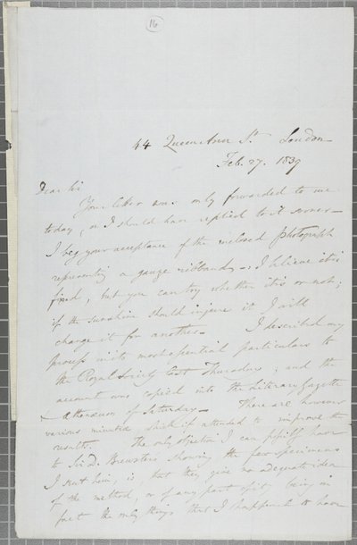 Ondertekende brief van William Henry Fox Talbot aan James David Forbes door William Henry Fox Talbot