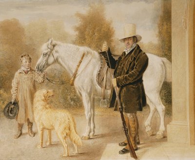 Een Jager met een Jongen, een Pony en een Hond, 1827 door William Henry Hunt