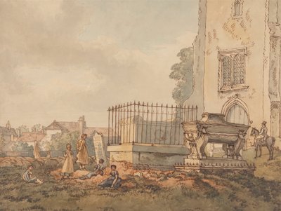 Bushey Churchyard met de graven van Edridge, Hearne en H. Monro door William Henry Hunt
