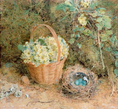 Vinkennest met sleutelbloemen door William Henry Hunt