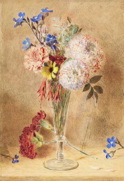Bloemen in een Glazen Vaas door William Henry Hunt