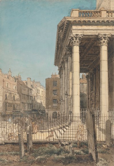 Het portiek van St. Martin-in-the-Fields door William Henry Hunt
