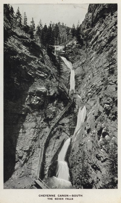 Canyons van Colorado: Cheyenne Canon, Zuid, De Zeven Watervallen door William Henry Jackson