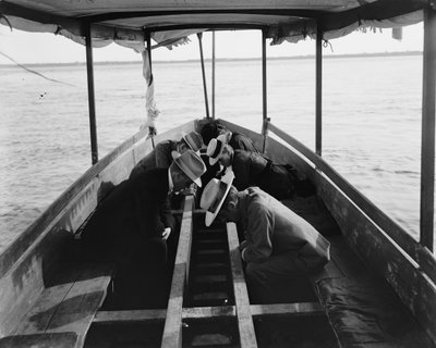 Het bekijken van de mariene tuinen door de bodem van een boot, Nassau, Bahama