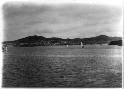 Vladivostok - panoramisch uitzicht vanaf de haven door William Henry Jackson