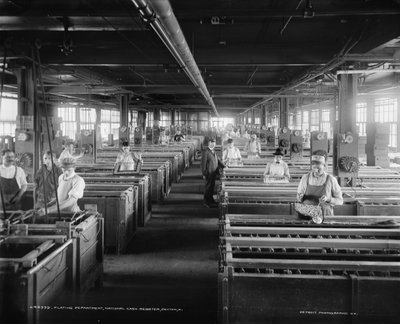 Arbeiders in de Plating-afdeling, National Cash Register Company, Dayton, Ohio, VS, ca. 1902 door William Henry Jackson