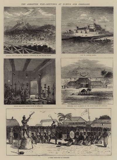 De Ashantee-oorlog, schetsen in Elmina en Coomassie door William Henry James Boot