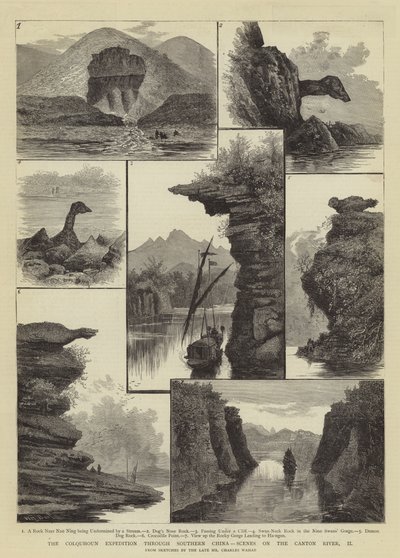 De Colquhoun-expeditie door Zuid-China, scènes aan de Canton-rivier, II door William Henry James Boot