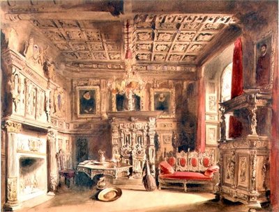 Een Tudor-interieur door William Henry Lake Price