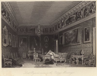 De kamer van Lord Byron in het Palazzo Mocenigo door William Henry Lake Price