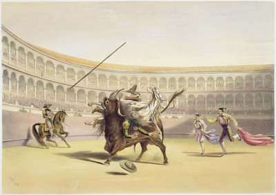 De stier gooit de picador en het paard, 1865 door William Henry Lake Price