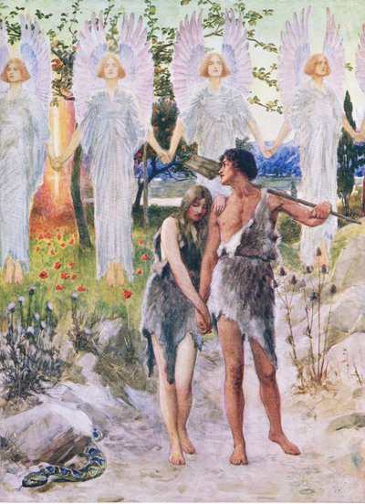 In het begin, uit Het Bijbel Prentenboek uitgegeven door Thomas Nelson, ca.1950 door William Henry Margetson