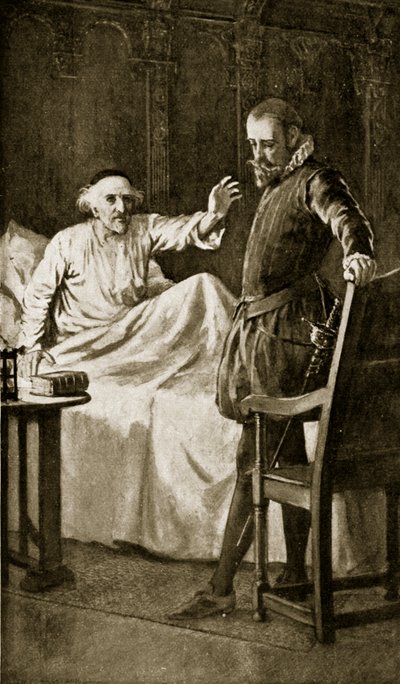 Knox op zijn sterfbed, november 1572, illustratie uit 