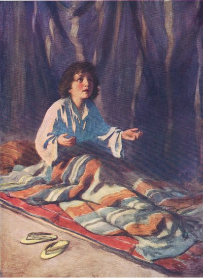 Het kind Samuel, uit Het Bijbel Prentenboek uitgegeven door Thomas Nelson, ca.1950 door William Henry Margetson