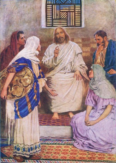 De twee zusters, uit Het Bijbel Prentenboek uitgegeven door Thomas Nelson, ca.1950 door William Henry Margetson