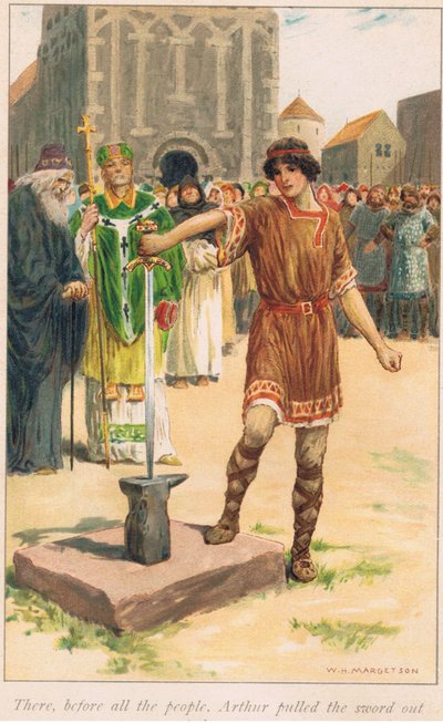 Daar voor alle mensen, Arthur trok het zwaard uit de steen door William Henry Margetson