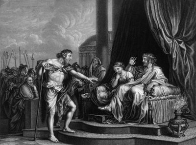 Herodes wordt door hem berispt..., sloot Johannes op in de gevangenis, midden 19e eeuw door William Henry Mote