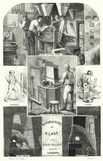 Glasfabricage bij Apsley Pellatt en Co, Londen door William Henry Pike