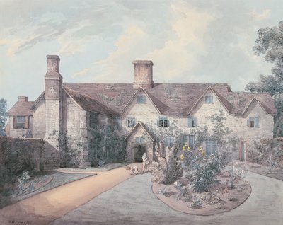 Een jongen die een trommel speelt in de tuin van een landhuis, 1793 door William Henry Pyne