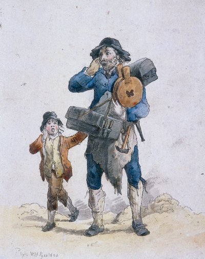 Een scharrelaar en een kind, Provinciale Karakters, 1804 door William Henry Pyne